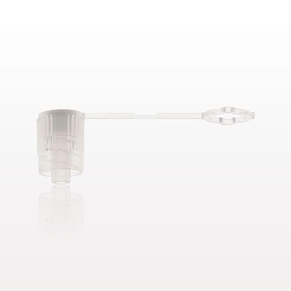 Male Luer Cap, Vented w/Strap and Hydrophobic Filter, White