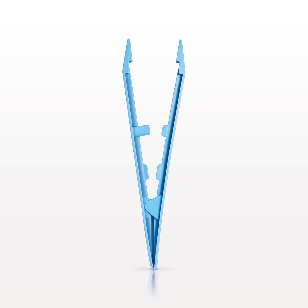 Single-Use Tweezer Forceps, Flat Pointed Tips, Light Blue