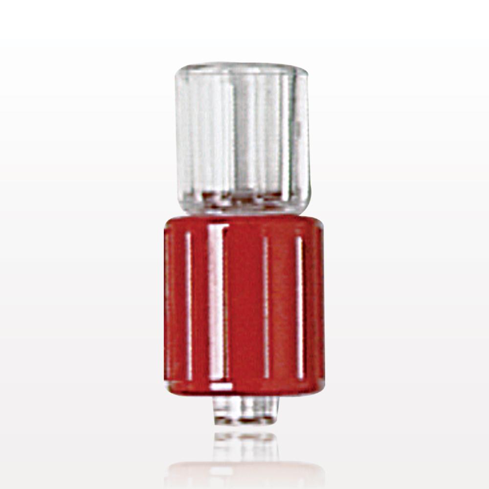 Male Luer w/Red Spin Lock, Tubing Port, Clear