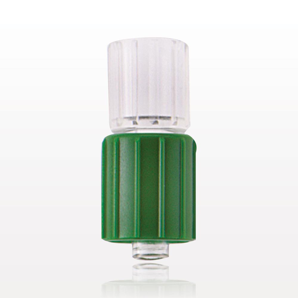 Male Luer w/Green Spin Lock, Tubing Port, Clear