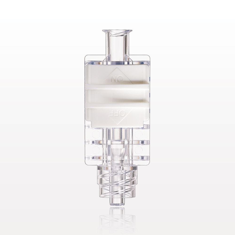 Flow Control Switch, Female Luer Lock Inlet, Male Luer Lock Outlet, White