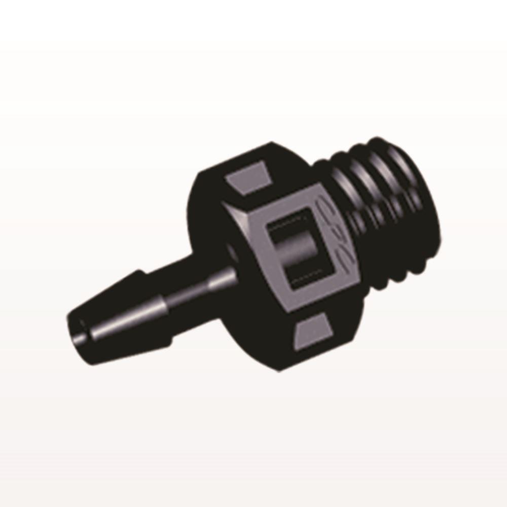 Threaded Connector, Barbed, Black, 100/Bag