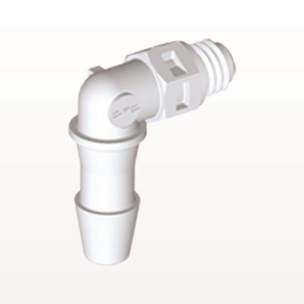Threaded Elbow Connector, Barbed, White, 100/Bag
