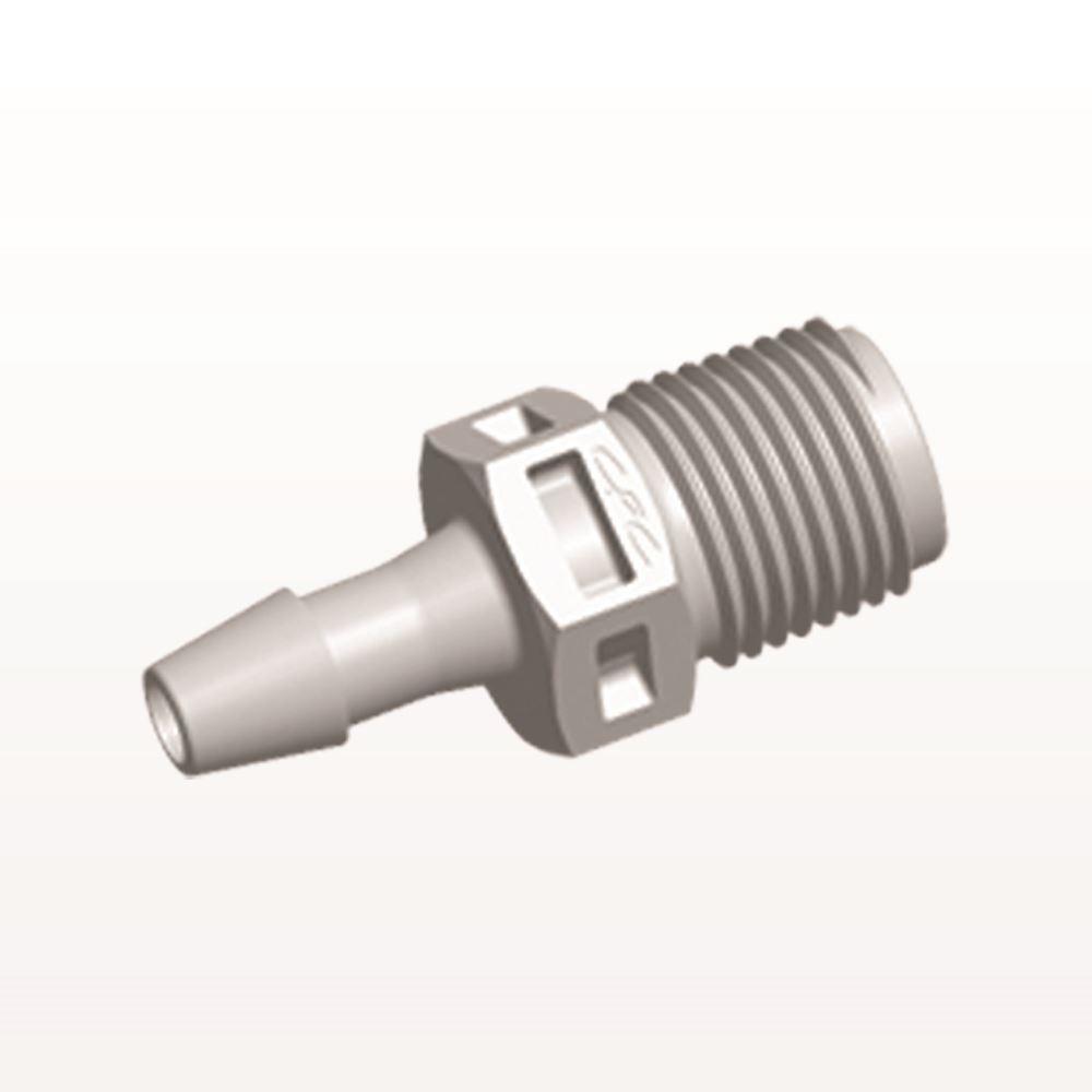 Threaded Connector, Barbed, Natural, 100/Bag