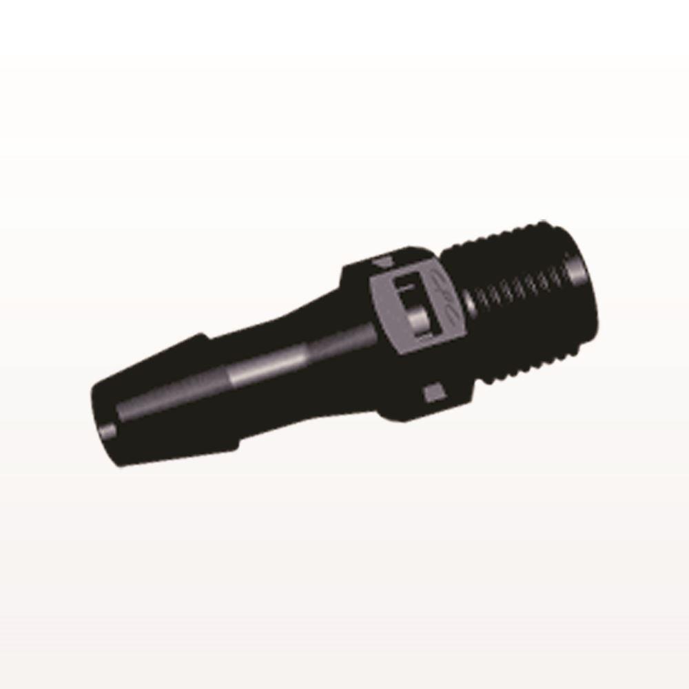 Threaded Connector, Barbed, Black, 100/Bag