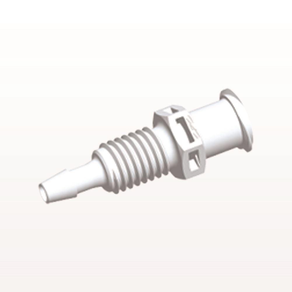 Panel Mount, Female Luer Lock, Barbed, White, 100/Bag