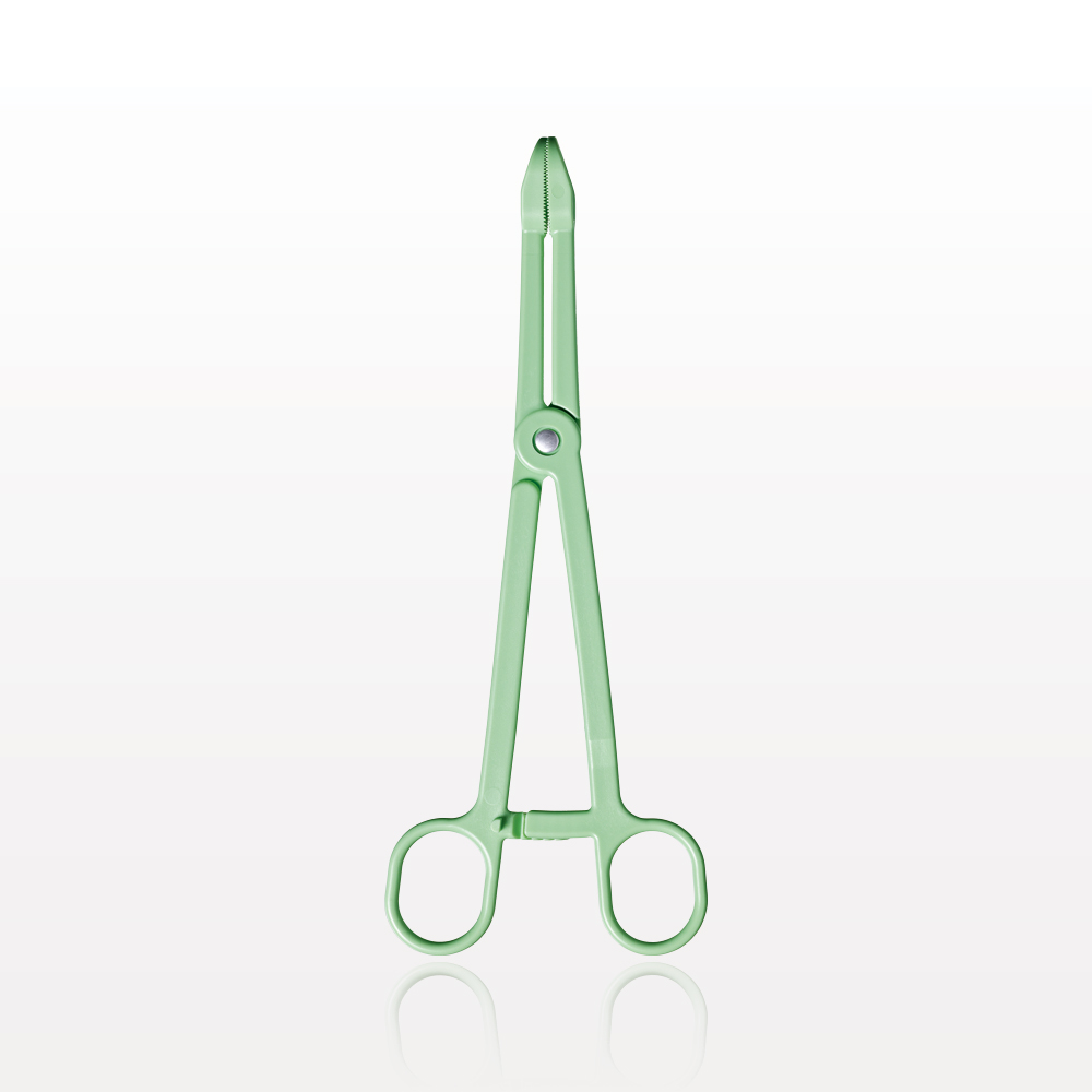 Single-Use Locking Forceps, Round Tips, Green