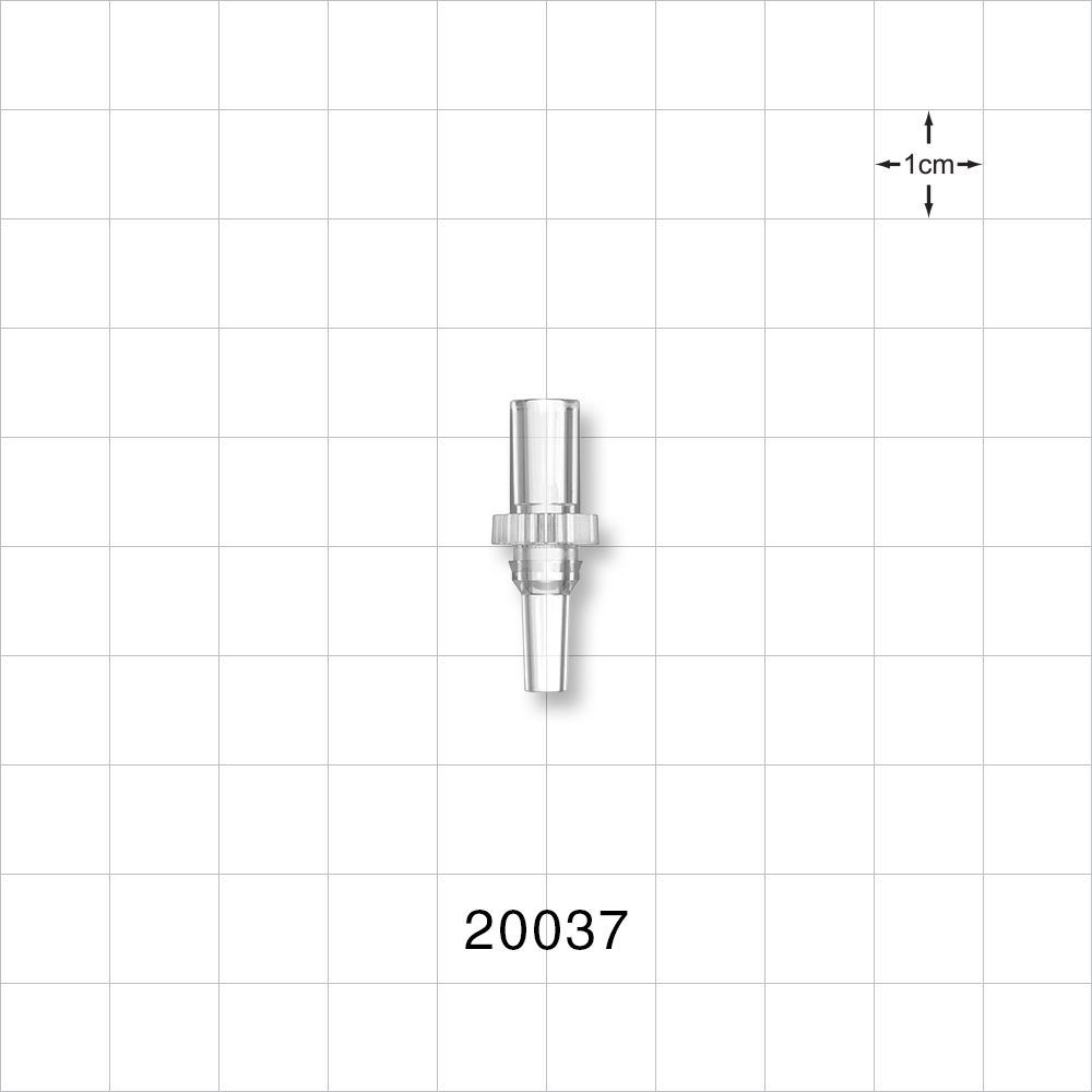 Male Luer Slip, Tubing Port, Clear