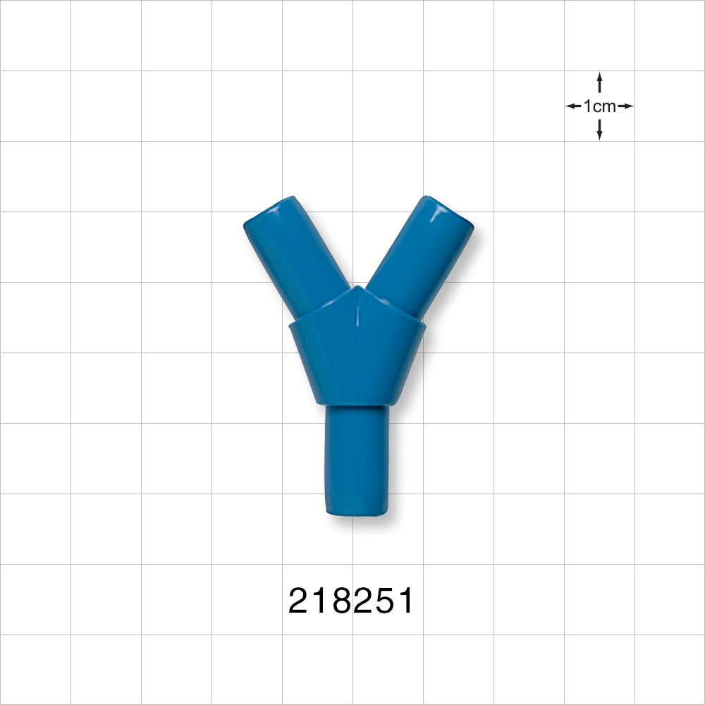 Y Connector, Tubing Ports, Blue