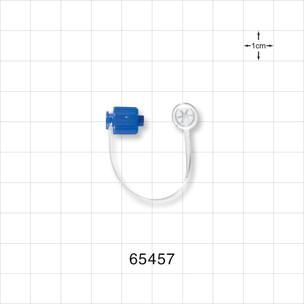 Male Luer Cap, Non-Vented w/Strap, Blue