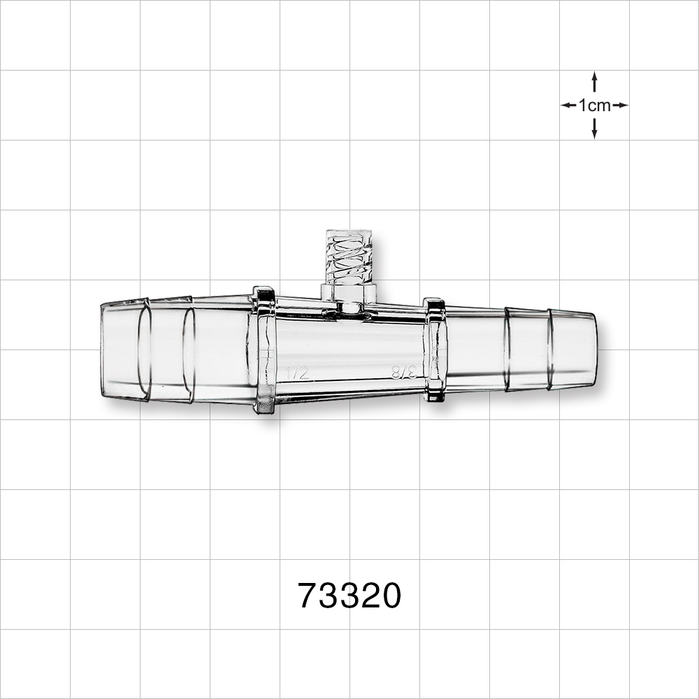 Straight Connector, Reducer, Barbed, Female Luer Lock Side Port, Clear