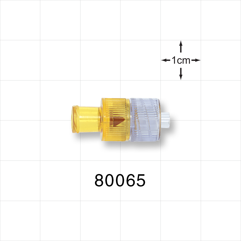Duckbill Check Valve, Female Luer Lock Inlet, Male Luer Lock Outlet