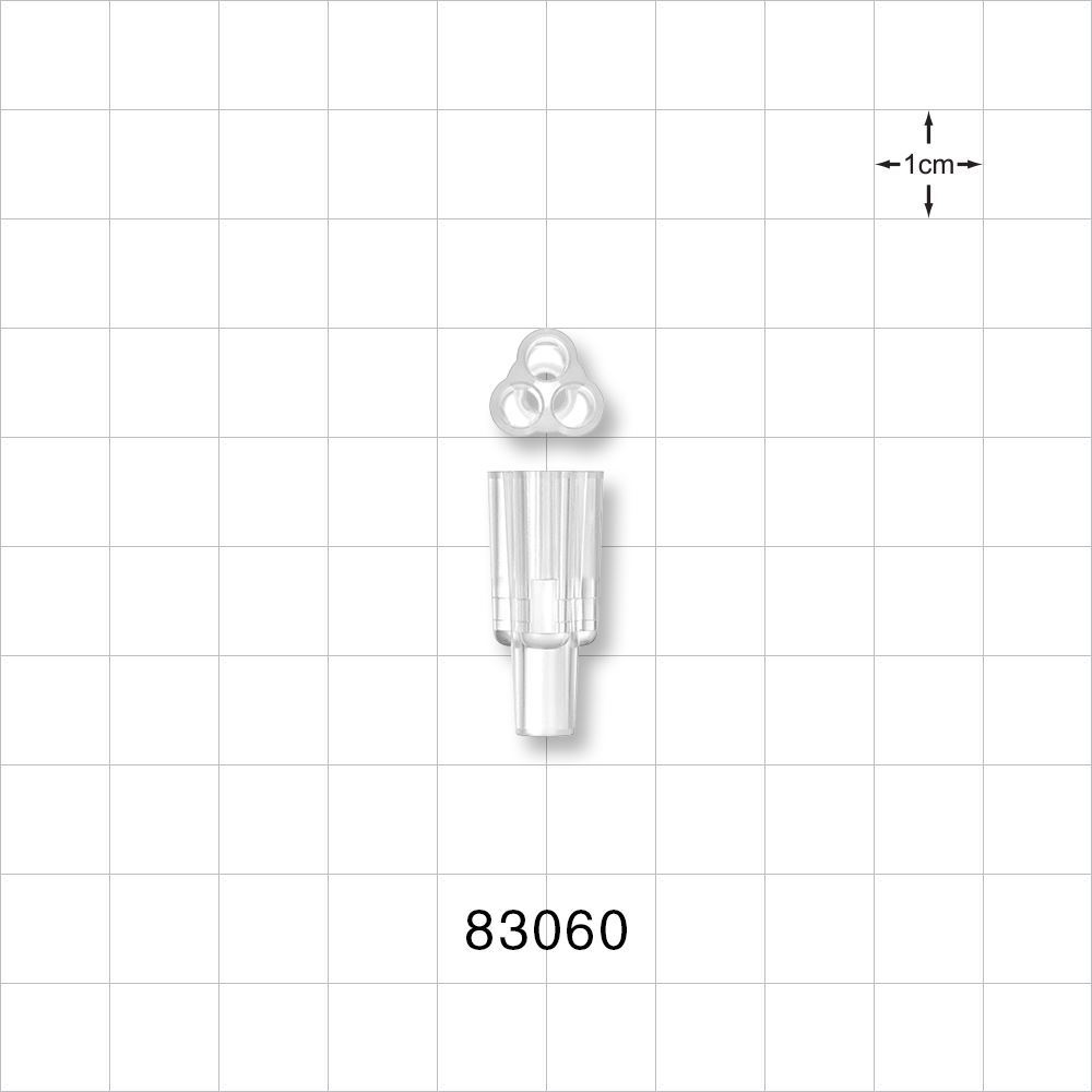 Y Connector, 3-Way, Parallel, Tubing Ports, Natural