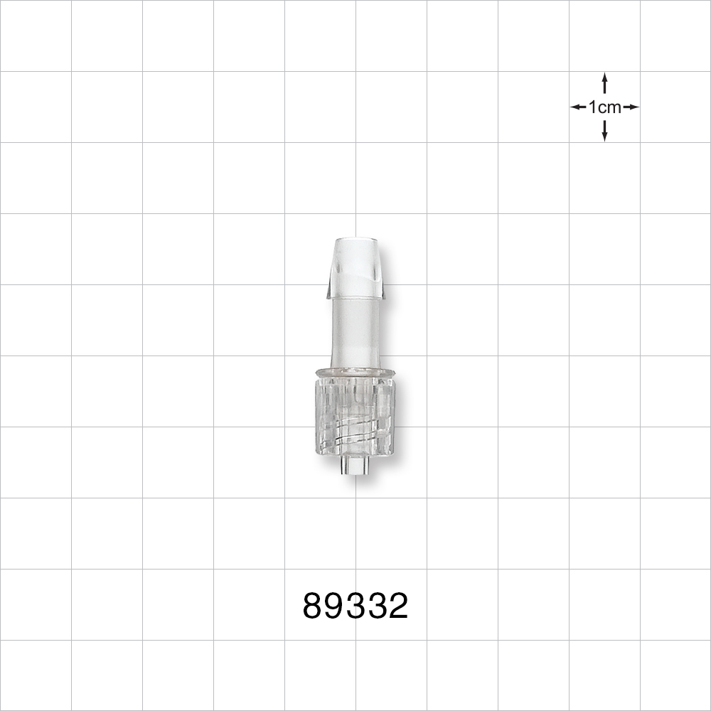 Male Luer w/Spin Lock, Barbed, Clear