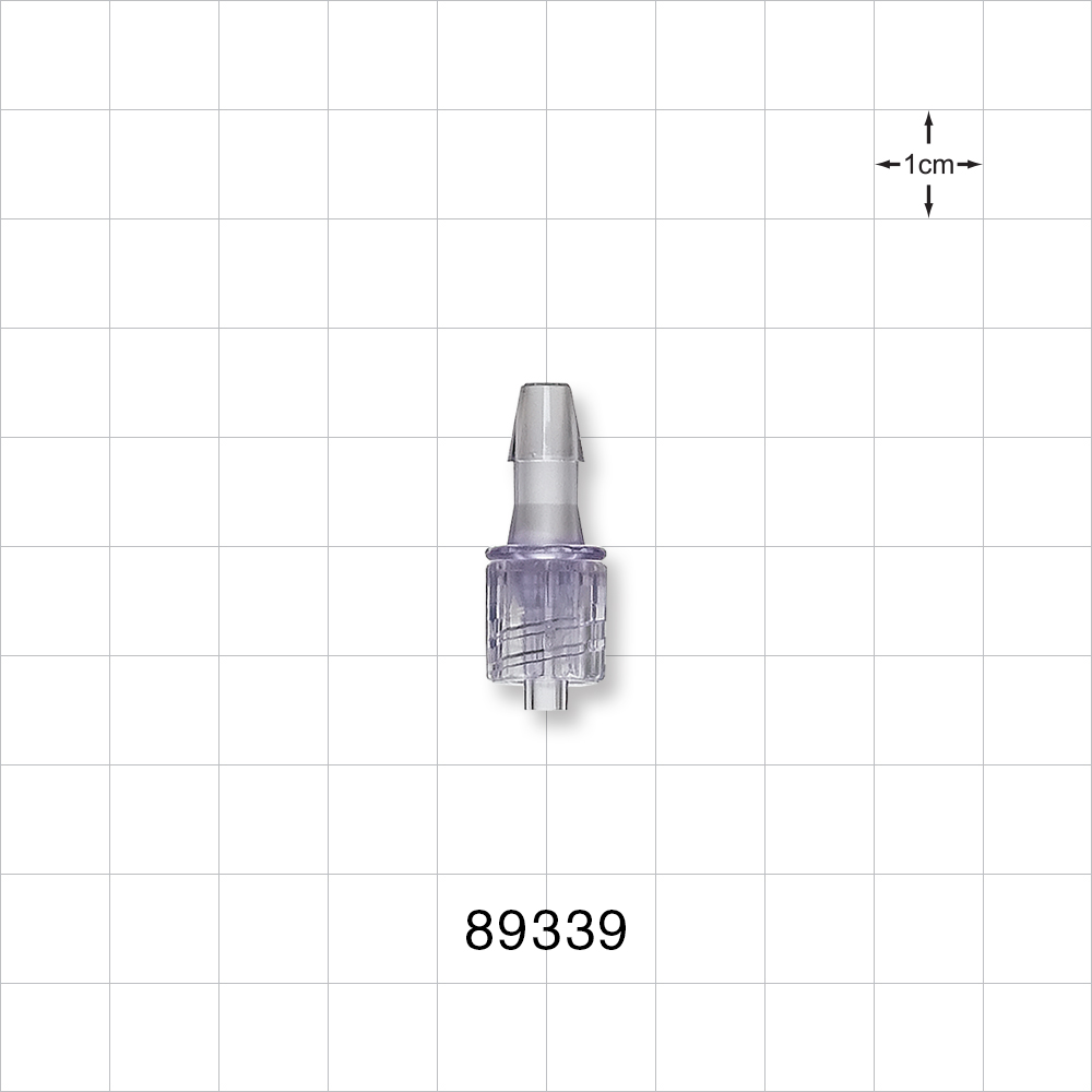 Male Luer w/Spin Lock, Barbed, Clear
