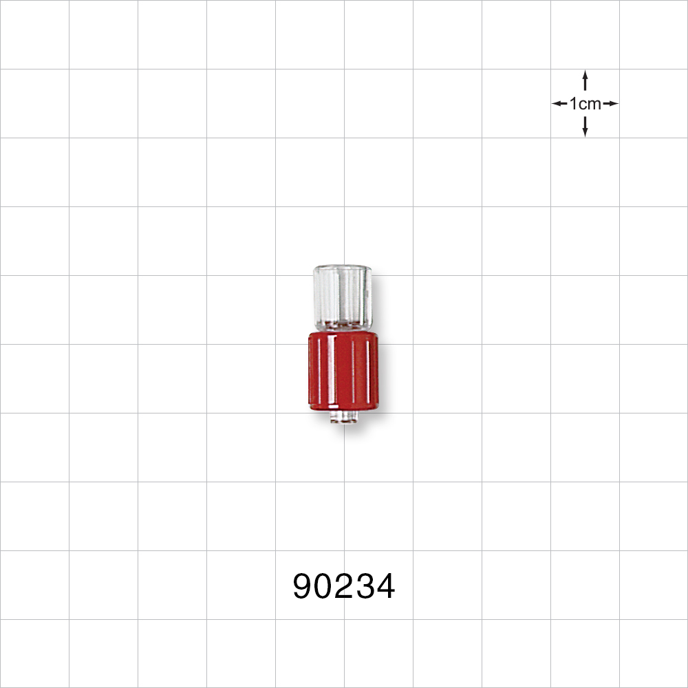Male Luer w/Red Spin Lock, Tubing Port, Clear