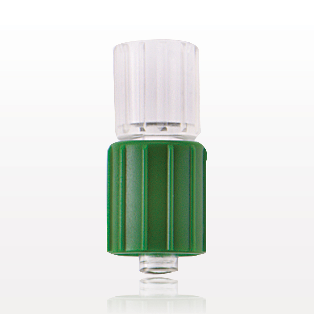 Male Luer w/Green Spin Lock, Tubing Port, Clear