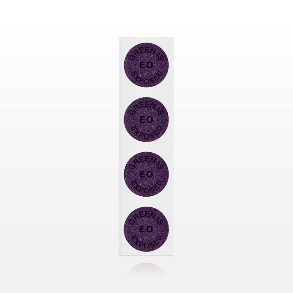 ETO Sterilization Indicator, Purple to Green with Text; Text Reads