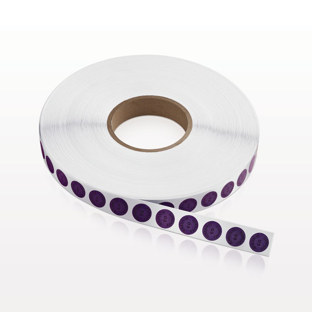 ETO Sterilization Indicator, Purple to Green with Text; Text Reads