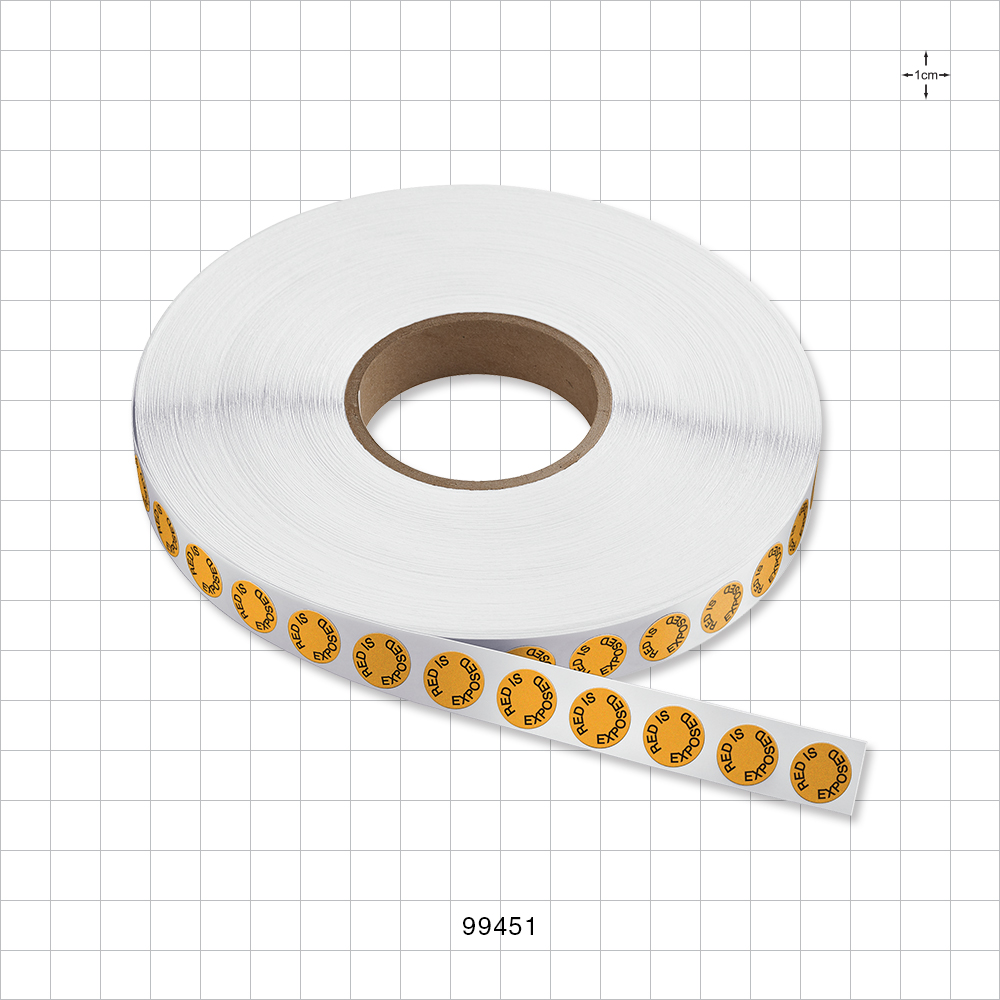 Gamma Sterilization Indicator, Yellow to Red with Text; Text Reads