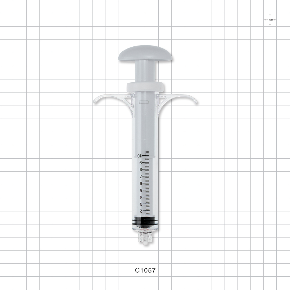 Control Syringe, Palm Pad Plunger, Wing Grip, Male Luer Lock