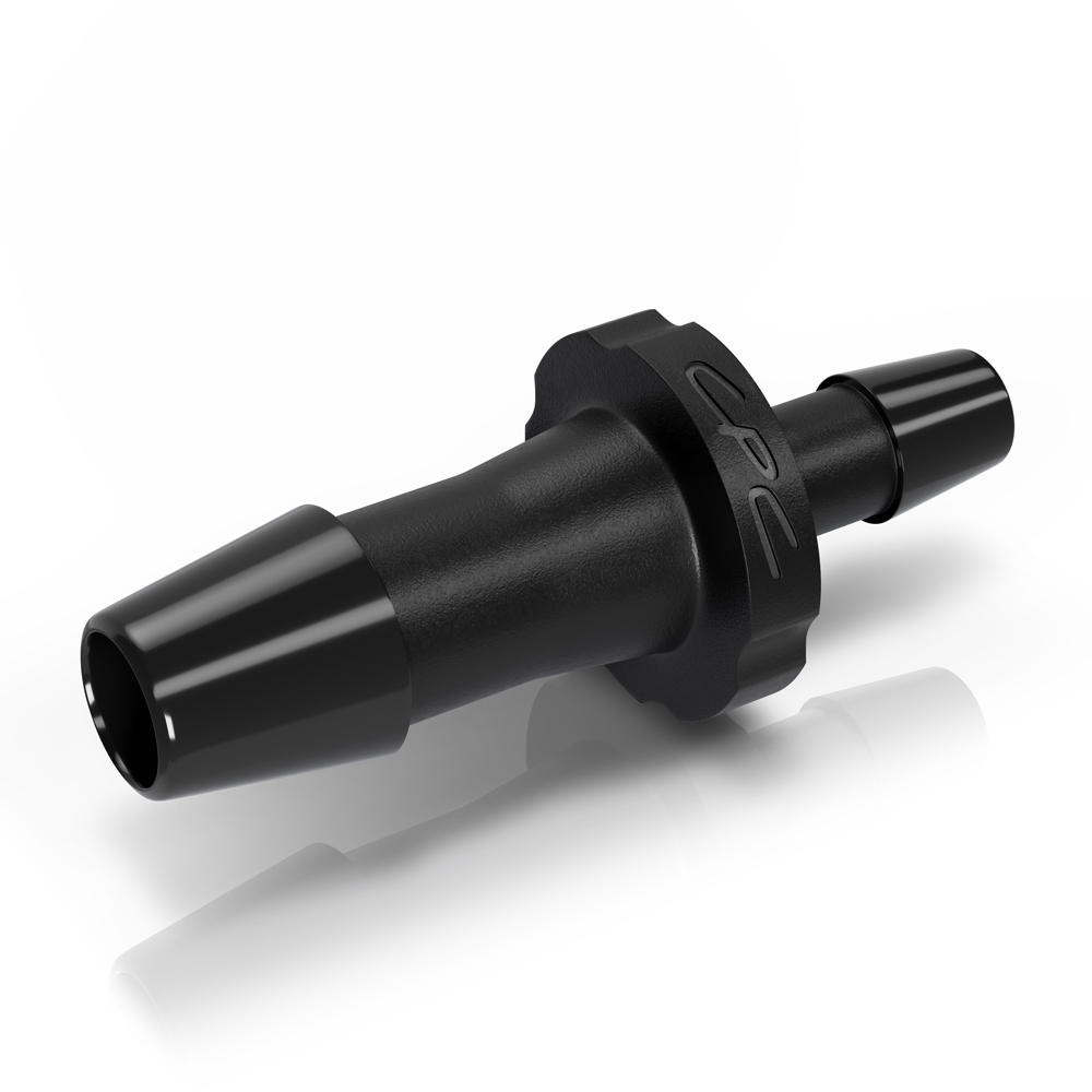 Straight Connector, Reducer, Barbed, Black, 100/Bag