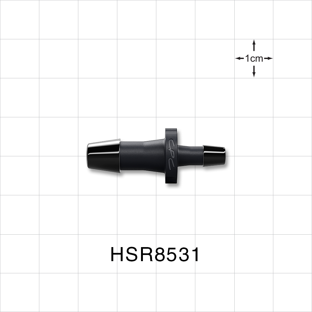 Straight Connector, Reducer, Barbed, Black, 100/Bag