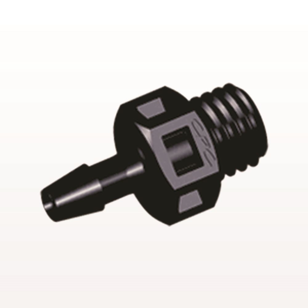 Threaded Connector, Barbed, Black, 100/Bag