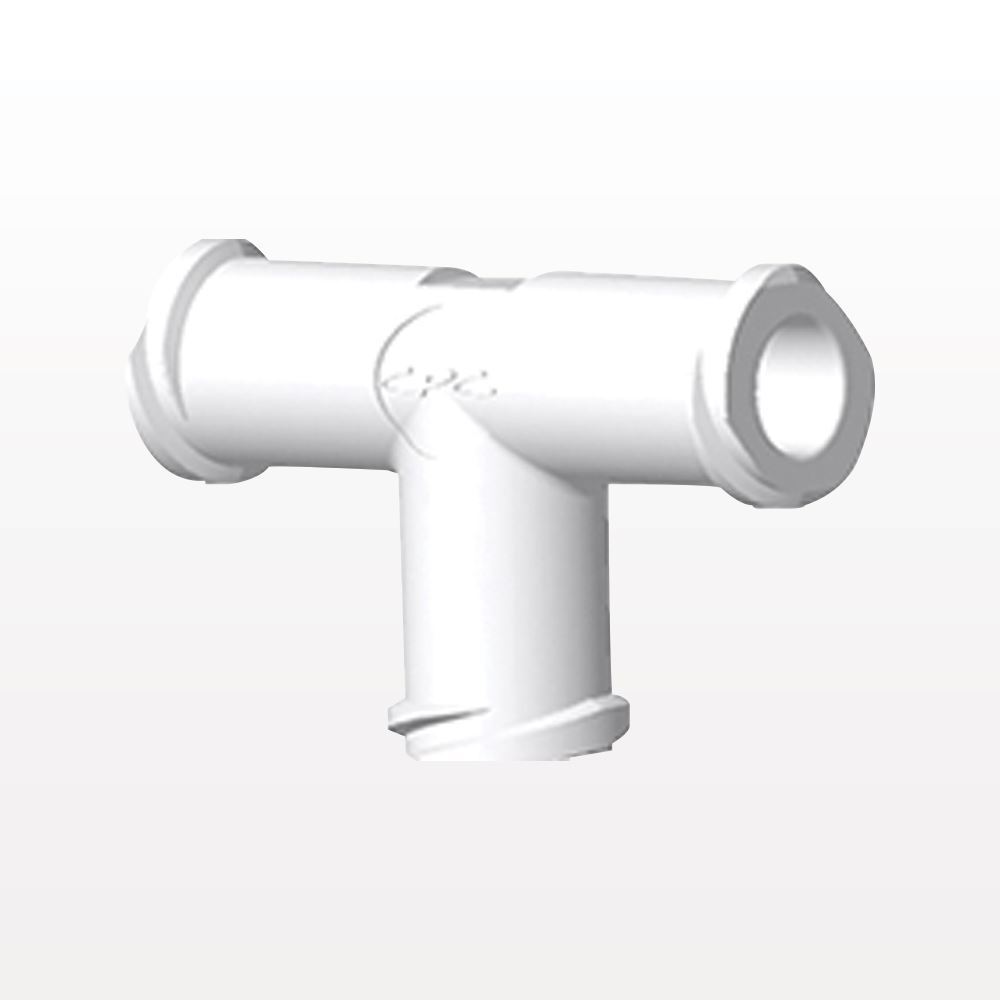 T Connector, Female Luer Locks, White, 100/Bag