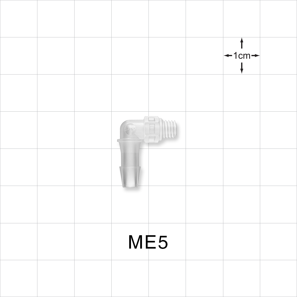 Threaded Elbow Connector, Barbed, Natural, 100/Bag