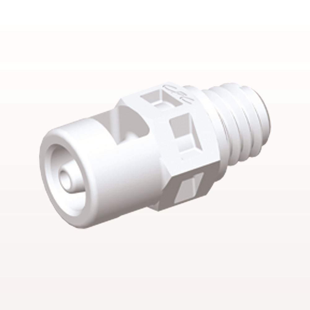 Threaded Connector, Barbed, White, 100/Bag