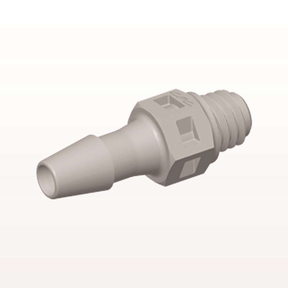 Threaded Connector, Barbed, Natural, 100/Bag
