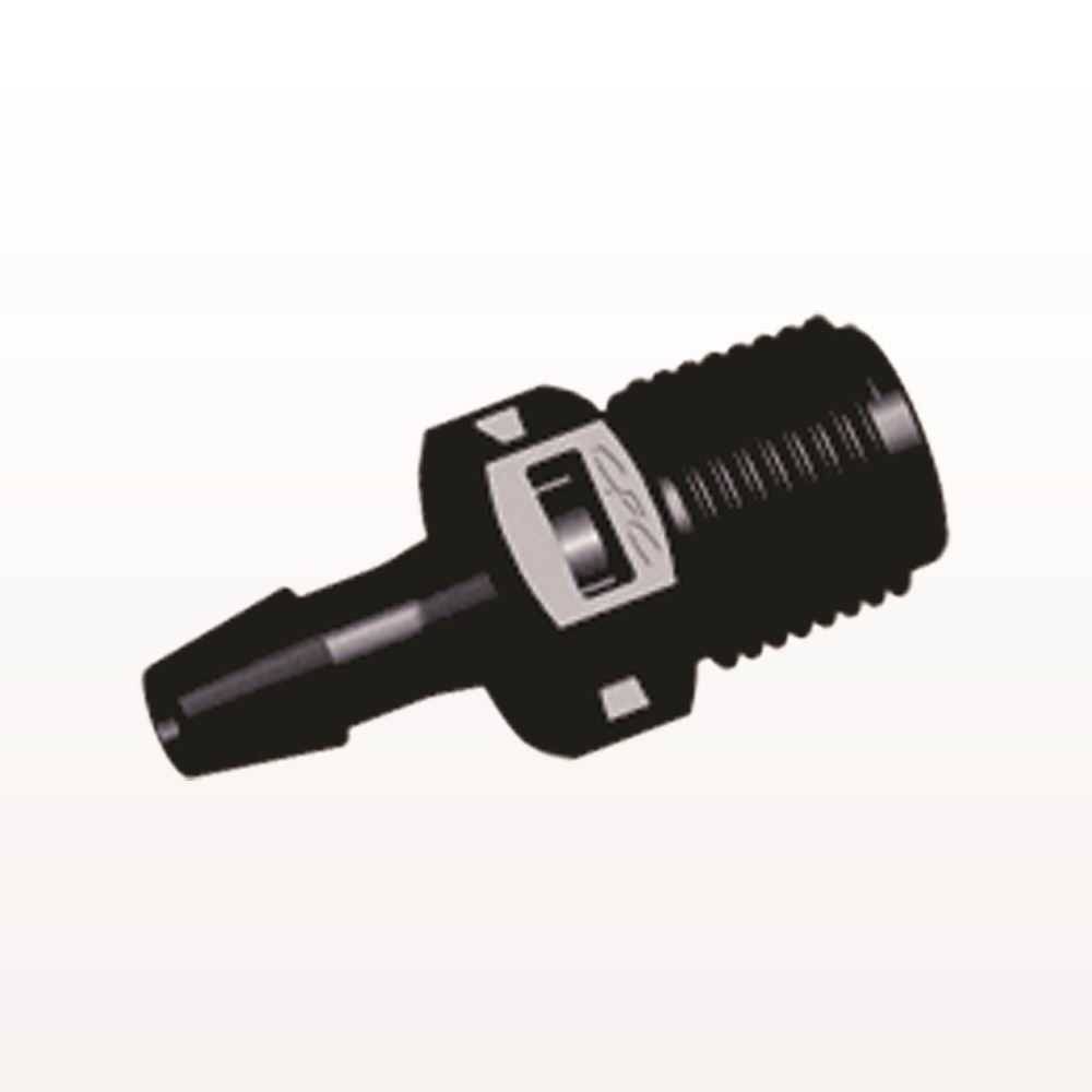 Threaded Connector, Barbed, Black, 100/Bag