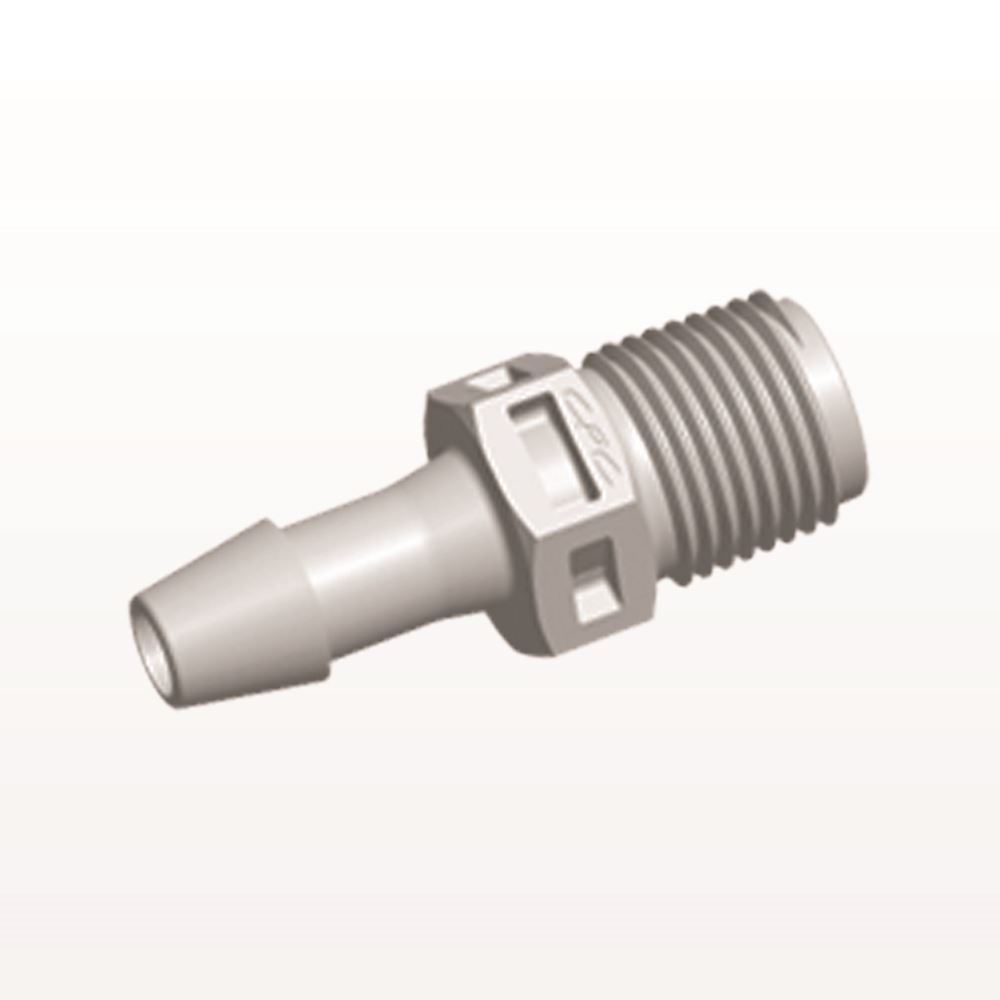 Threaded Connector, Barbed, Natural, 100/Bag