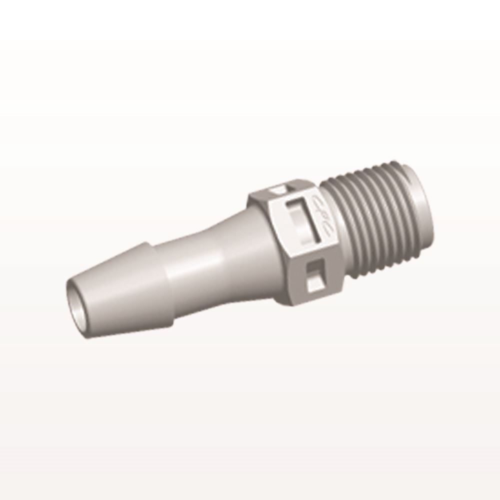 Threaded Connector, Barbed, Natural, 100/Bag