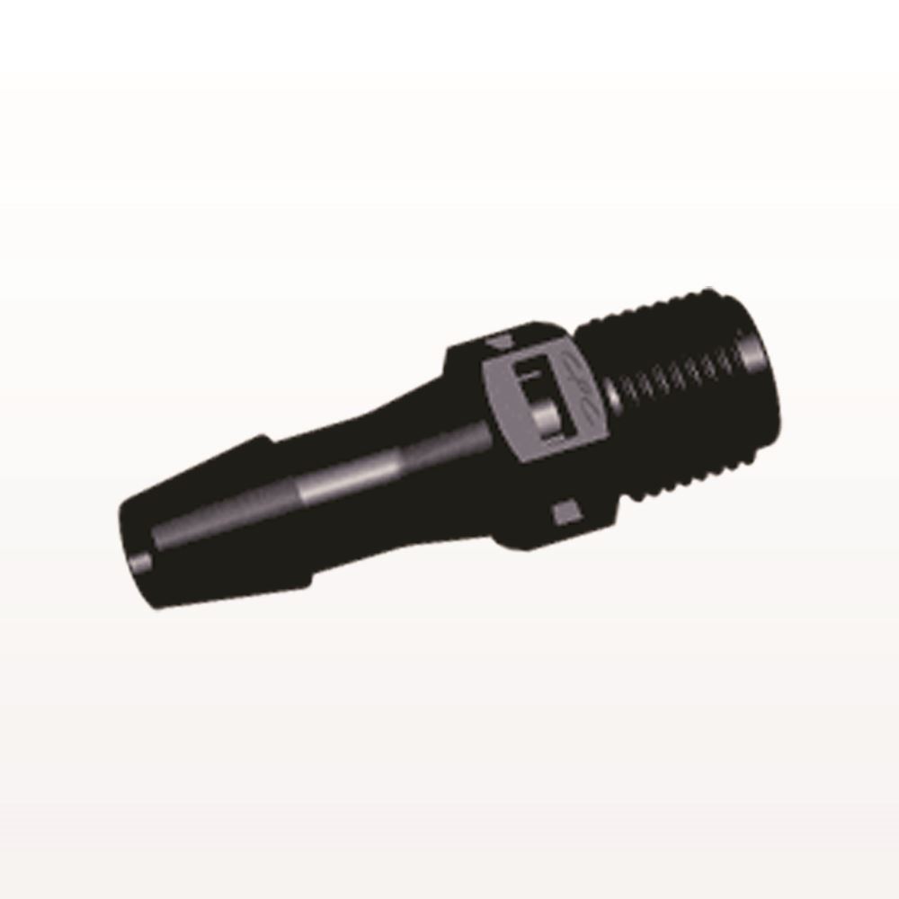Threaded Connector, Barbed, Black, 100/Bag