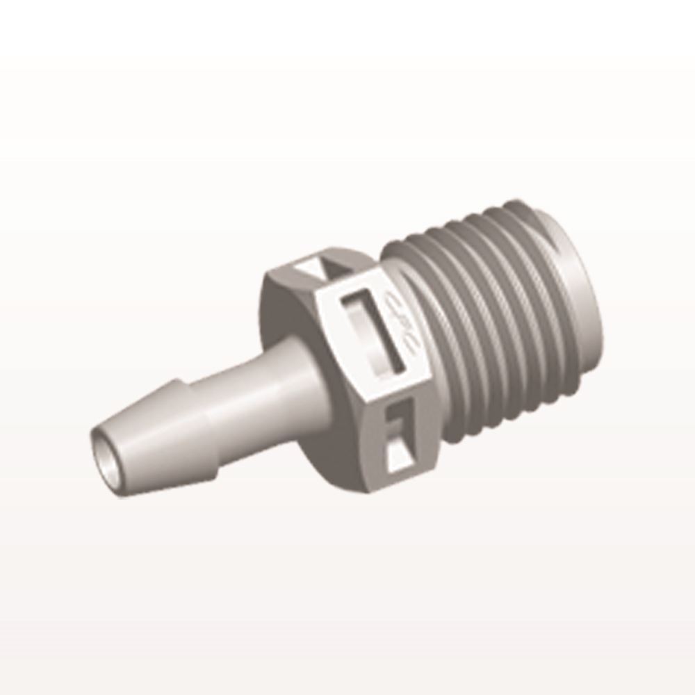 Threaded Connector, Barbed, Natural, 100/Bag