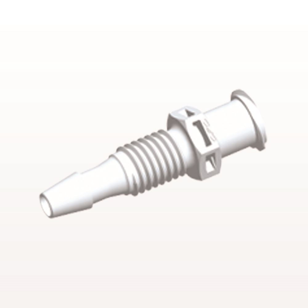 Panel Mount, Female Luer Lock, Barbed, White, 100/Bag